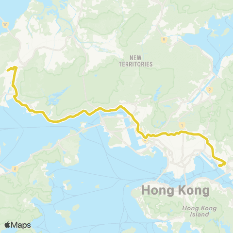 Citybus Tuen Mun (Ching Tin and Wo Tin) - Kwun Tong Ferry Pier map