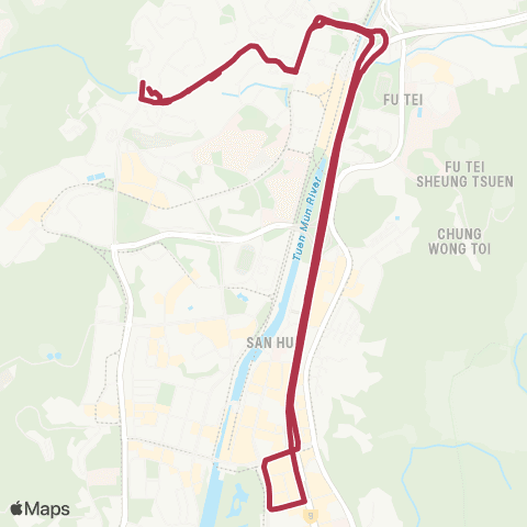 MTR Bus Wo Tin Estate - Tuen Mun Town Ctr (Circular) map