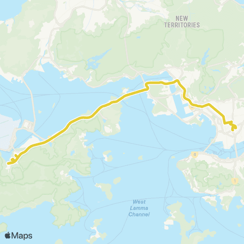 Citybus Tung Chung (Yat Tung Estate) - Ho Man Tin (Oi Man Estate) map
