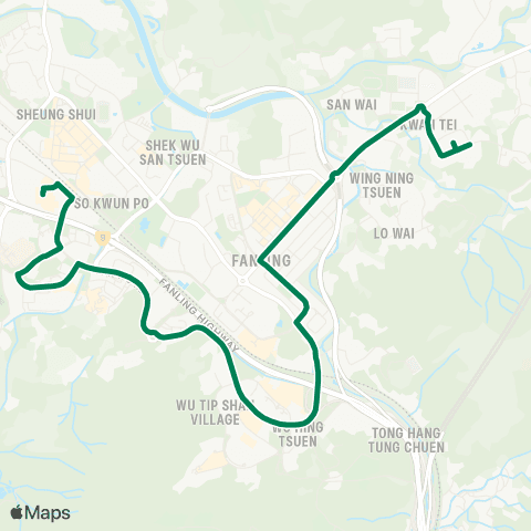 Kowloon Motor Bus Queen's Hill - Sheung Shui (Choi Yuen) map