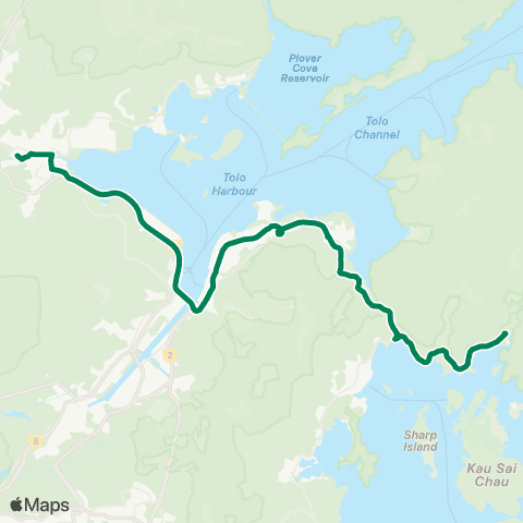Kowloon Motor Bus Tai Po (Tai Wo) - Pak Tam Chung map