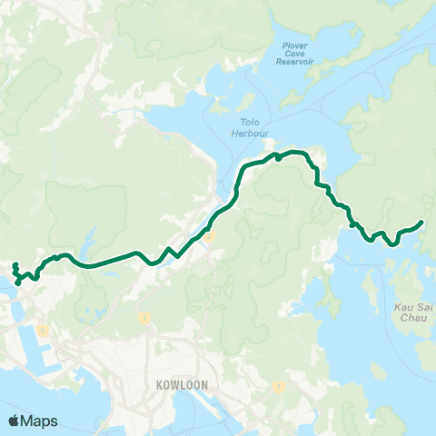 Kowloon Motor Bus Tsuen Wan (Discovery Pk) - Pak Tam Chung map