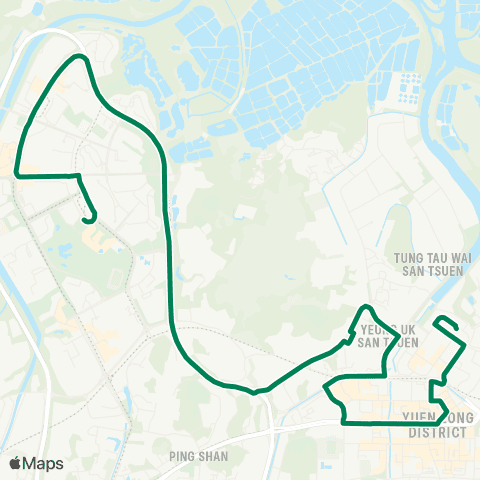 Kowloon Motor Bus Tin Shui Wai Town Ctr - Yuen Long (Tak Yip St) map
