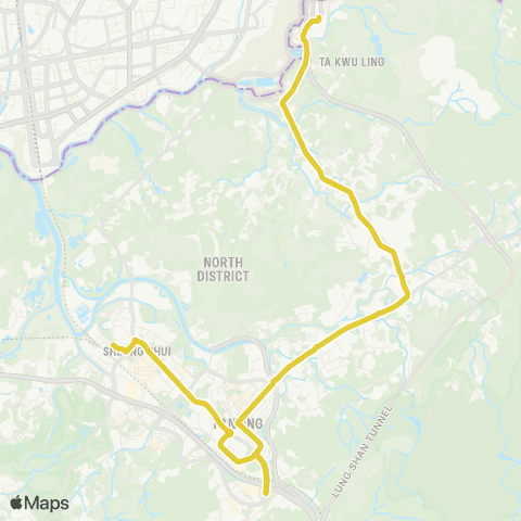 Citybus Sheung Shui (Po Wan Rd) - Heung Yuen Wai Port map