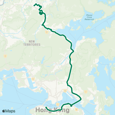 Kowloon Motor Bus Sheung Shui - Central (Rumsey Street) map