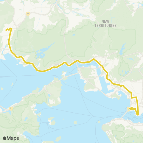 Citybus Tuen Mun (Ching Tin and Wo Tin) - Tsim Sha Tsui (Kowloon Sta) map