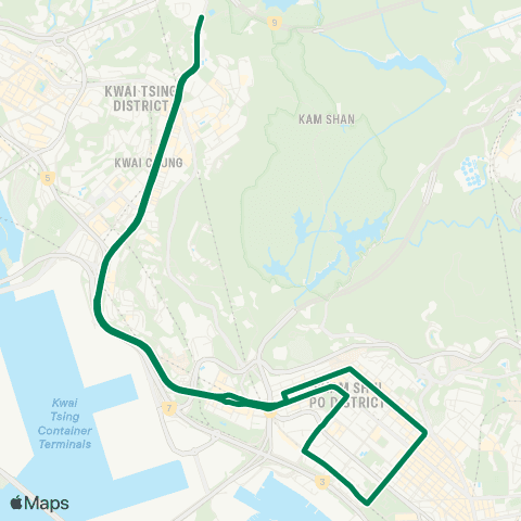 Kowloon Motor Bus Lei Muk Shue - Cheung Sha Wan (Hoi Tat Estate) (Circular) map