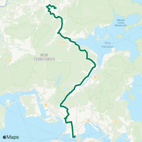 Kowloon Motor Bus Tsim Sha Tsui E (Mody Rd) - Fanling (Luen Wo Hui) map