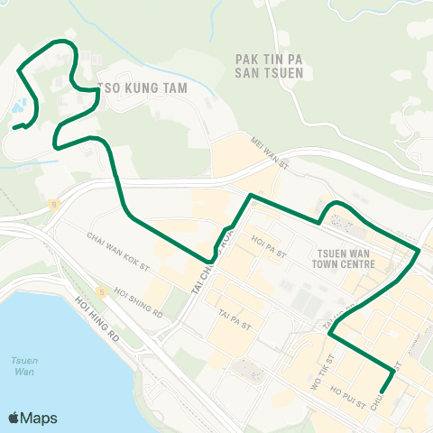 Green Minibus Services Allway Gardens - Tsuen Wan Chung On St map