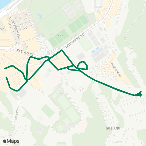 Green Minibus Services Causeway Bay (Lan Fong Rd) - Lai Tak Tsuen (Circular) map