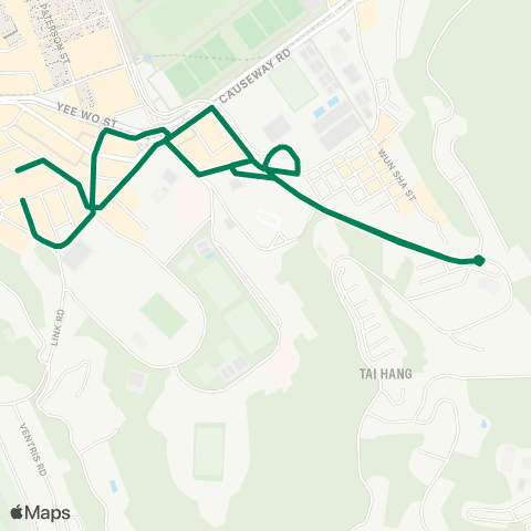 Green Minibus Services Causeway Bay (Lan Fong Rd) - Tai Hang Dr (Circular) map