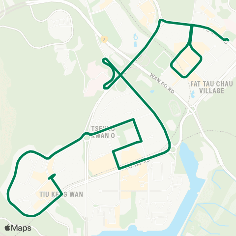 Green Minibus Services Choi Ming Public Transport Interchange - Hang Hau (N) map