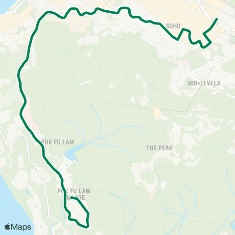 Green Minibus Services Pok Fu Lam Gardens - Central (Exchange Square) (Special Service (Omit Yat Chee Villas) map