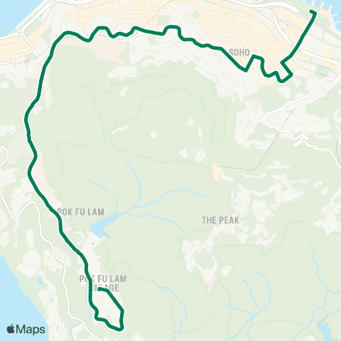 Green Minibus Services Pok Fu Lam Gardens - Central (Central Ferry Piers) (Special Service (Omit Yat Chee Villas) map