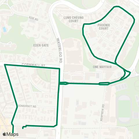 Green Minibus Services Kowloon Tong (Suffolk Rd) Public Transport Interchange - Broadcast Dr (Circular) map