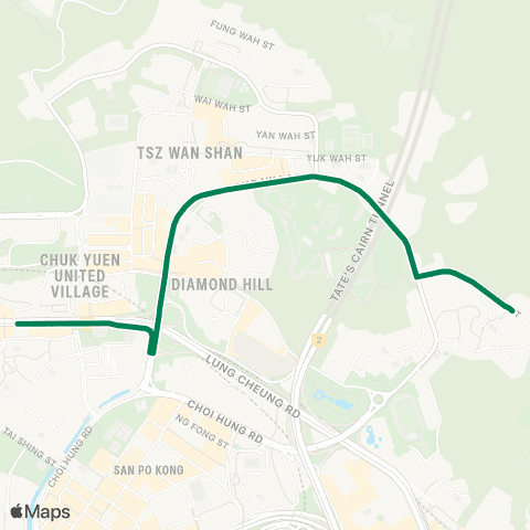 Green Minibus Services Hilltop Garden - Wong Tai Sin Station map