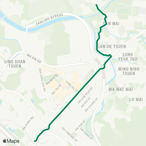 Green Minibus Services Fanling Station - Siu Hang Tsuen map