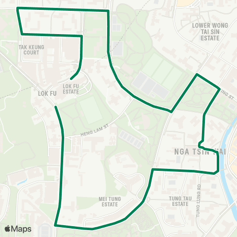 Green Minibus Services Yue On Court (Ap Lei Chau) - Tin Hau Sta map
