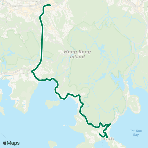 Green Minibus Services Stanley Village - Jardine's Bazaar (Overnight Service) map