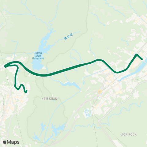 Green Minibus Services On Yam On Chuk St - Sha Tin Tam Kon Po St (Circular) map