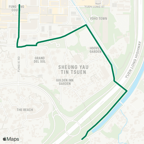 Green Minibus Services Yuen Long (Fung Cheung Rd) - Kong Tau Tsuen map