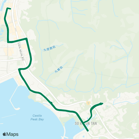 Green Minibus Services Tuen Mun Town Ctr (Ho Pong St) - So Kwun Wat (Circular) map