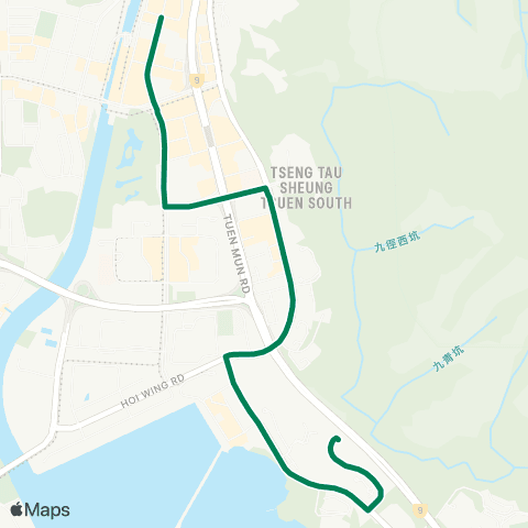 Green Minibus Services Tuen Mun Town Ctr (Ho Pong St) - Tsing Yung St map