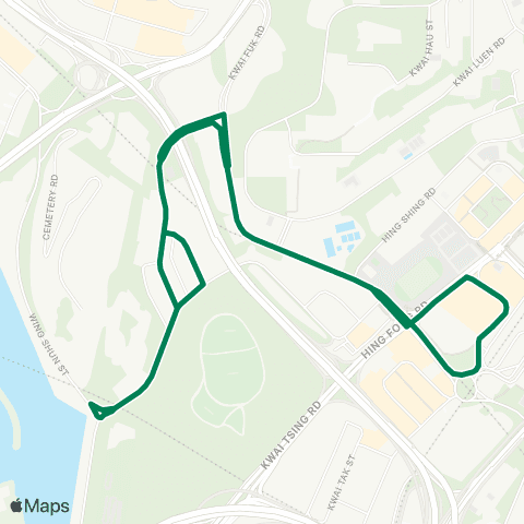 Green Minibus Services Kwai Fong Sta - Riviera Gardens (Circular) map