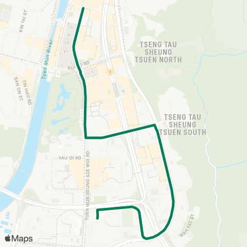 Green Minibus Services Tuen Mun Town Ctr (Ho Pong St) - Siu Lun Court map