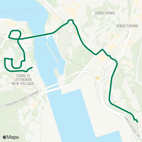 Green Minibus Services Tsing Yi Public Pier - Princess Margaret Hosp map