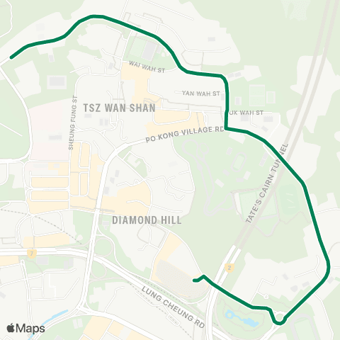 Green Minibus Services Diamond Hill Sta Public Transport Interchange - Tsz Wan Shan Rd (Shatin Pass Estate) (Supplementary Service) map