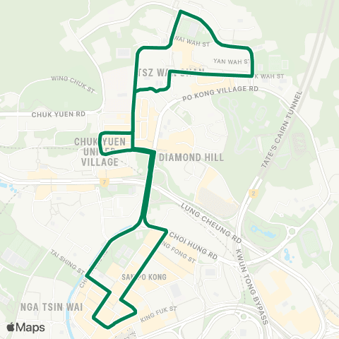 Green Minibus Services Sai Wan Ho (Grand Promenade) Public Transport Terminus - Chai Wan Industrial City (Circular) map