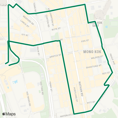Green Minibus Services Tai Kok Tsui (Cherry St) - Mong Kok E Sta (Circular) (Supplementary Service) map