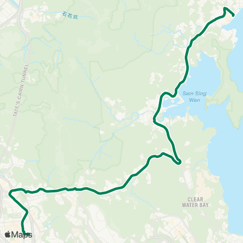 Green Minibus Services Sai Kung - Kowloon Bay (Telford Gardens) map