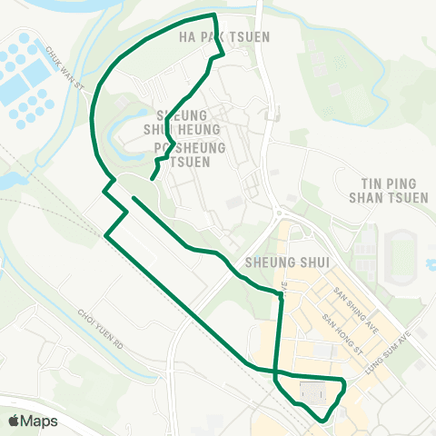 Green Minibus Services Aberdeen (Tung Sing Rd) - Shum Wan Rd Public Transport Terminus (Short Working Service) map