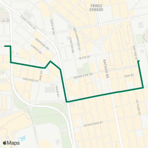 Green Minibus Services Mong Kok E Sta - Cosmopolitan Estates (Short Working Service) map