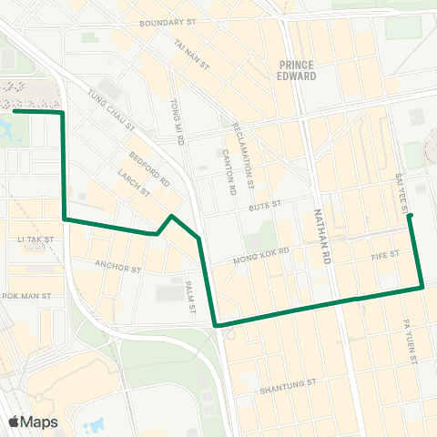 Green Minibus Services Mong Kok E Sta - Metro Harbour View (Short Working Service) map