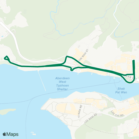 Green Minibus Services Wah Kwai Estate - Aberdeen (Circular) map