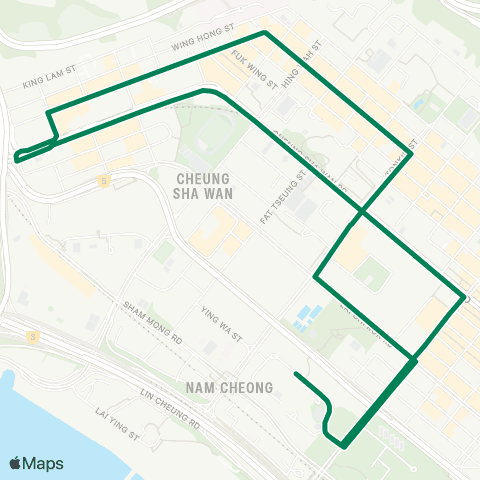 Green Minibus Services Sham Shui Po (Fu Cheong Estate) - Cheung Sha Wan (Castle Peak Rd) (Circular) map