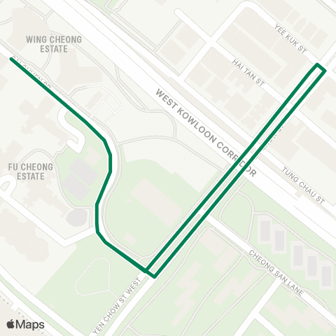 Green Minibus Services Sham Shui Po (Fu Cheong Estate) - Kweilin St (Circular) (Shortworking Service) map