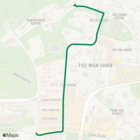 Green Minibus Services Wong Tai Sin Public Light Bus (Scheduled) Service Terminus - Tsz Wan Shan (N) map