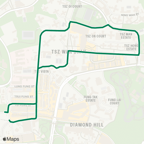 Green Minibus Services Wong Tai Sin Public Light Bus (Scheduled) Service Terminus - Tsz Man Estate (Circular) (Supplementary Service) map