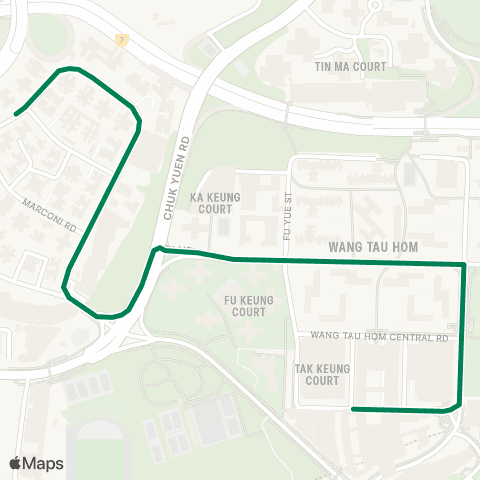 Green Minibus Services Lok Fu - Kowloon Tong (Broadcast Dr) (Supplementary Service Route) map