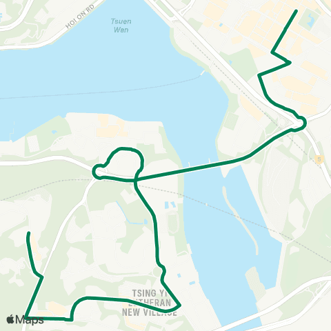 Green Minibus Services Cheung Hang - Tsuen Wan (Chung On St) (Midnight Service) map