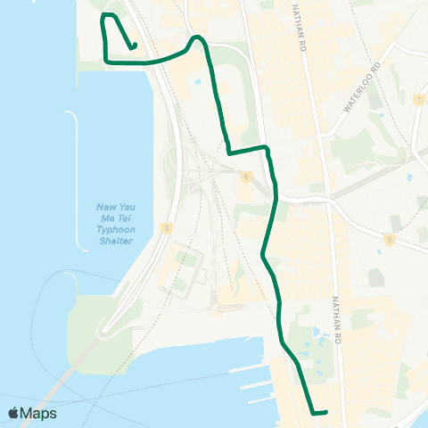 Green Minibus Services Tai Kok Tsui (Island Harbourview) Public Transport Interchange - Tsim Sha Tsui (Peking Rd) (Shortworking Service) map