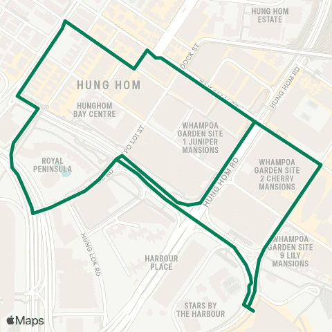 Green Minibus Services Hung Hom (Hung Luen Rd) - Hung Hom Sta (Circular) (Supplementary Service Route) map