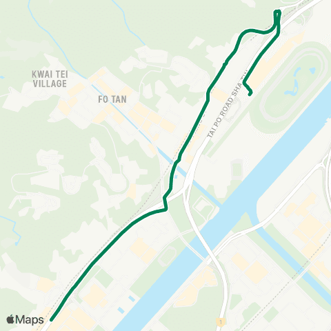 Green Minibus Services Sha Tin Sta - Sha Tin Racecourse (Penfold Pk) (Supplementary Service Route) map