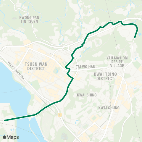 Green Minibus Services Lei Muk Shue Estate Public Transport Interchange - Tsing Yi Sta map