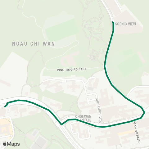 Green Minibus Services Scenic View - Ping Shek Public Transport Interchange 1 / F (Supplementary Service Route) map