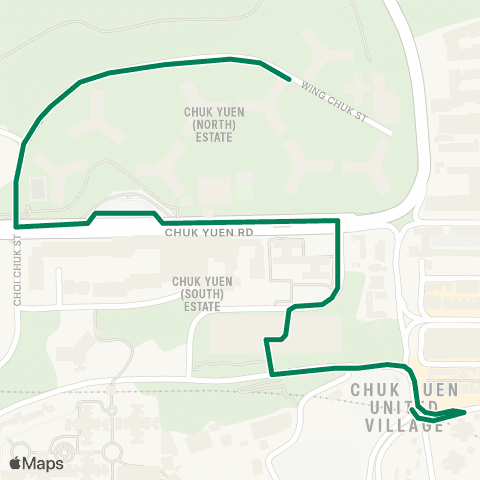 Green Minibus Services Chuk Yuen (N) Estate - Wong Tai Sin Public Light Bus (Scheduled) Service Terminus map